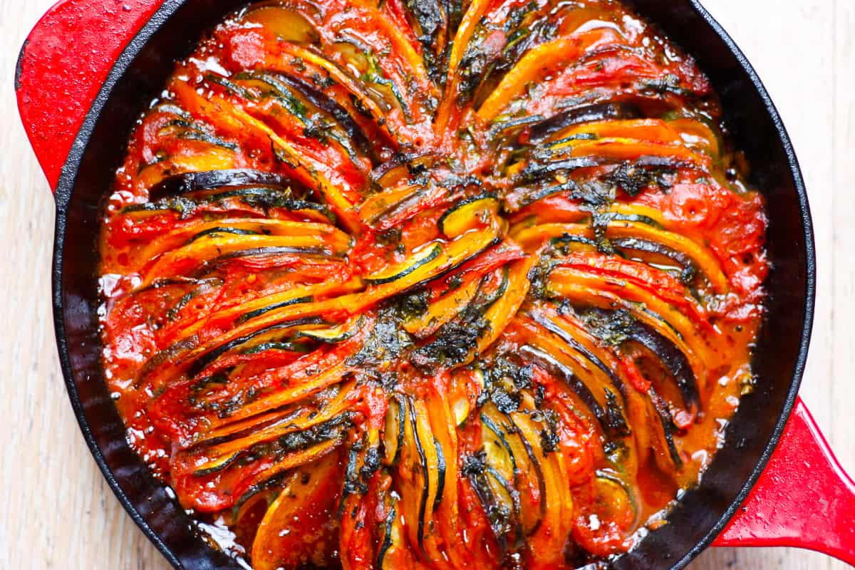 Cooked ratatouille tian.